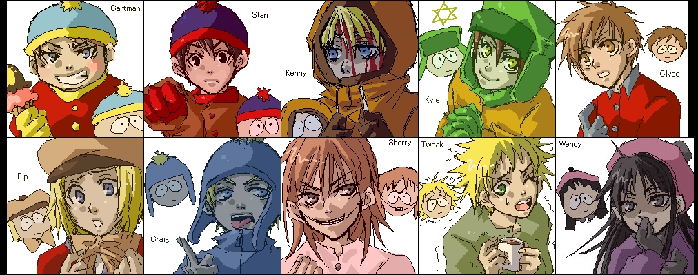 Kenny Mccormick Stan Marsh Kyle Broflovski Eric Cartman Wendy Testaburger And 5 More South Park Danbooru