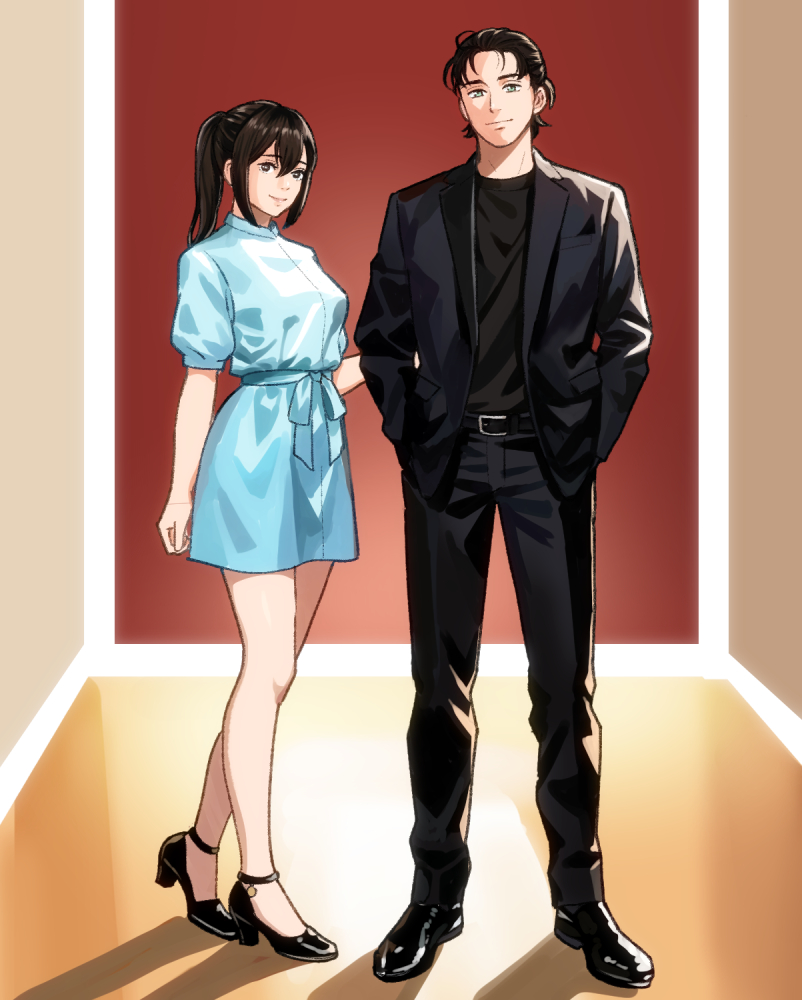 mikasa ackerman and eren yeager (shingeki no kyojin) drawn by 1216liddell