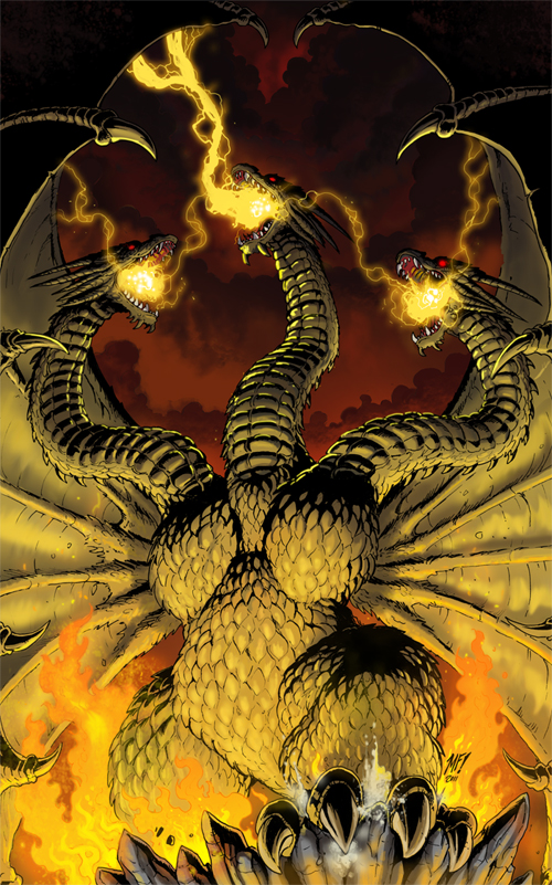 king ghidorah (godzilla and 1 more) drawn by matt_frank