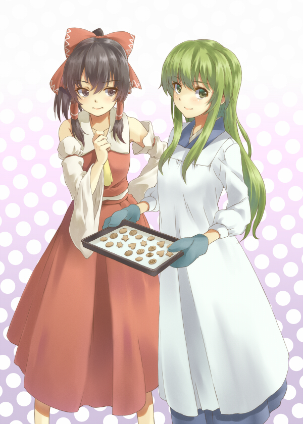hakurei reimu and kochiya sanae (touhou) drawn by chirosuke_(nameless)
