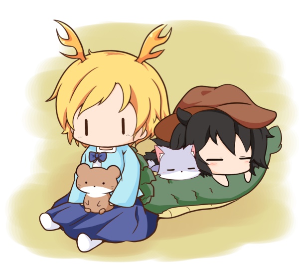 kicchou yachie, kurokoma saki, otter spirit, and wolf spirit (touhou) drawn by gomashio_(goma_feet)