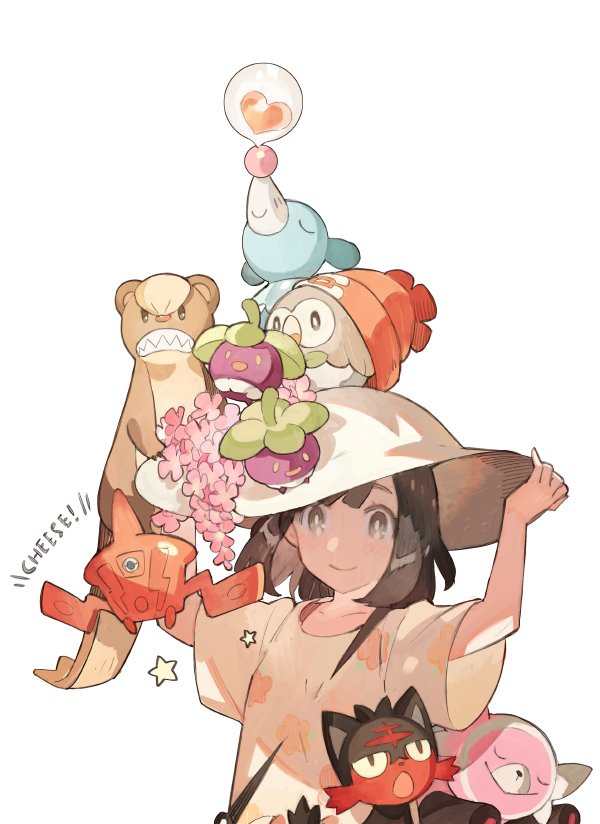 selene, rotom, rowlet, popplio, litten, and 4 more (pokemon and 1 more) drawn by starshadowmagician