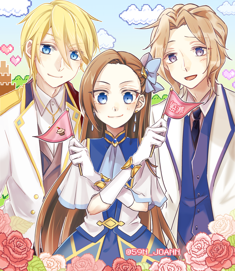 katarina claes, keith claes, and geordo stuart (otome game no hametsu flag shika nai akuyaku reijou ni tensei shite shimatta) drawn by 59n_joann