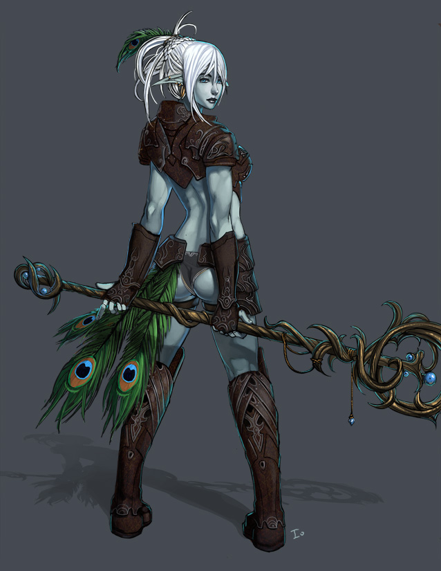 player character and dark elf (lineage and 1 more) drawn by ionen