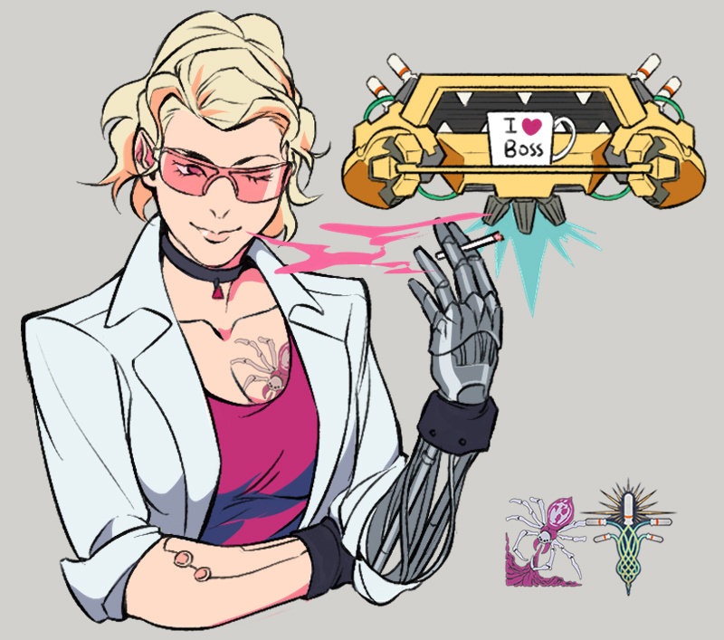 cinder carla and chatty stick (armored core and 1 more) drawn by refus