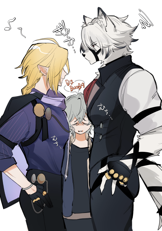wise, von lycaon, and hugo vlad (zenless zone zero) drawn by tamagokue