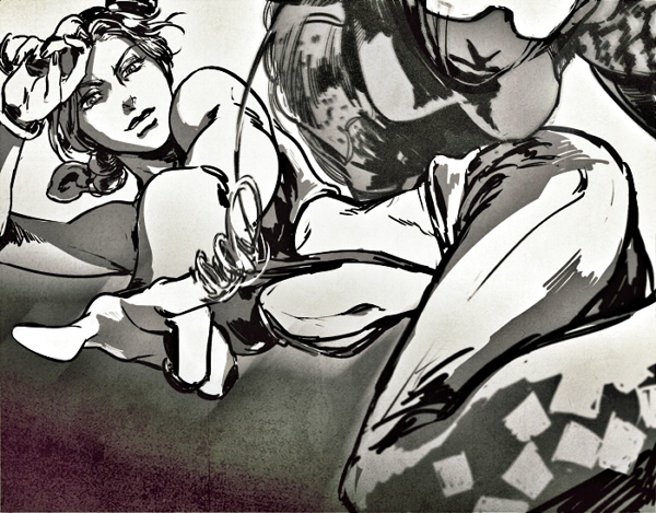 kujo jolyne and stone free (jojo no kimyou na bouken and 1 more) drawn by ataraxa