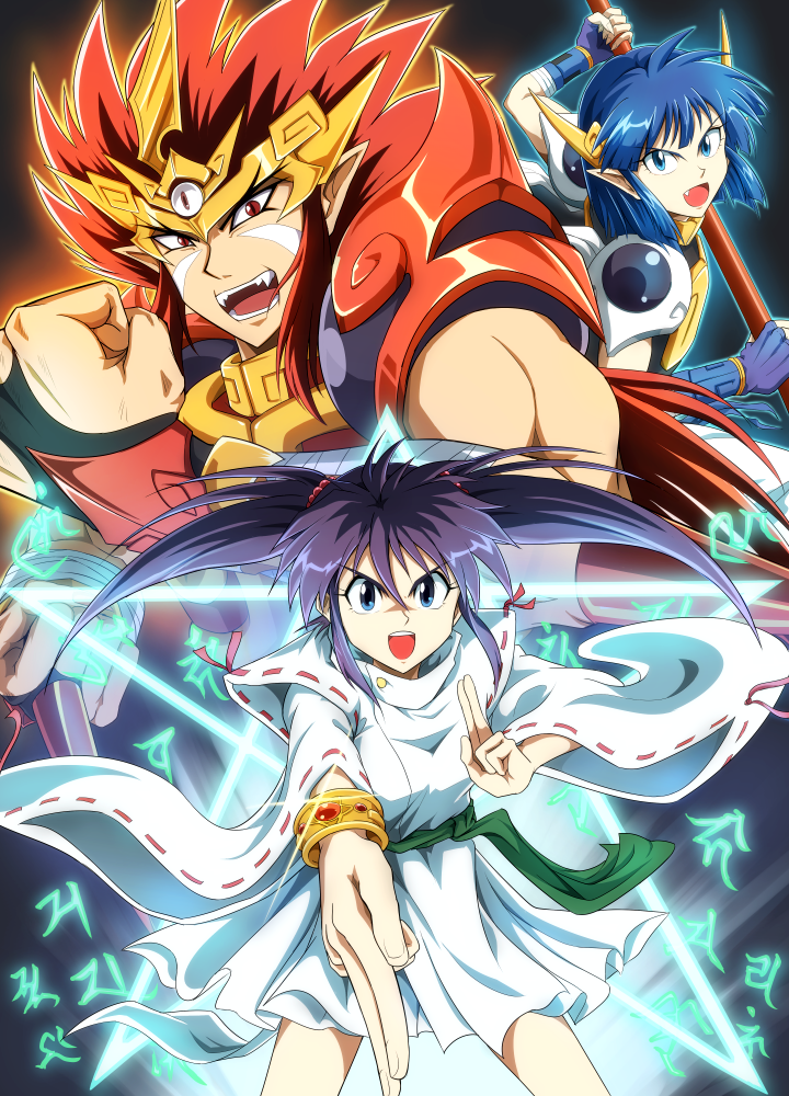 enno chiaki, zenki, and goki (kishin douji zenki) drawn by mamiya_myanmar