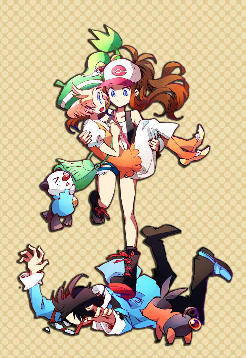 hilda, oshawott, snivy, bianca, tepig, and 1 more (pokemon and 1 more) drawn by shinoasa