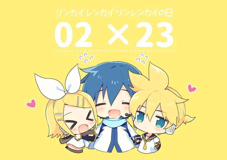 kagamine rin, kagamine len, and kaito (vocaloid) drawn by sinaooo