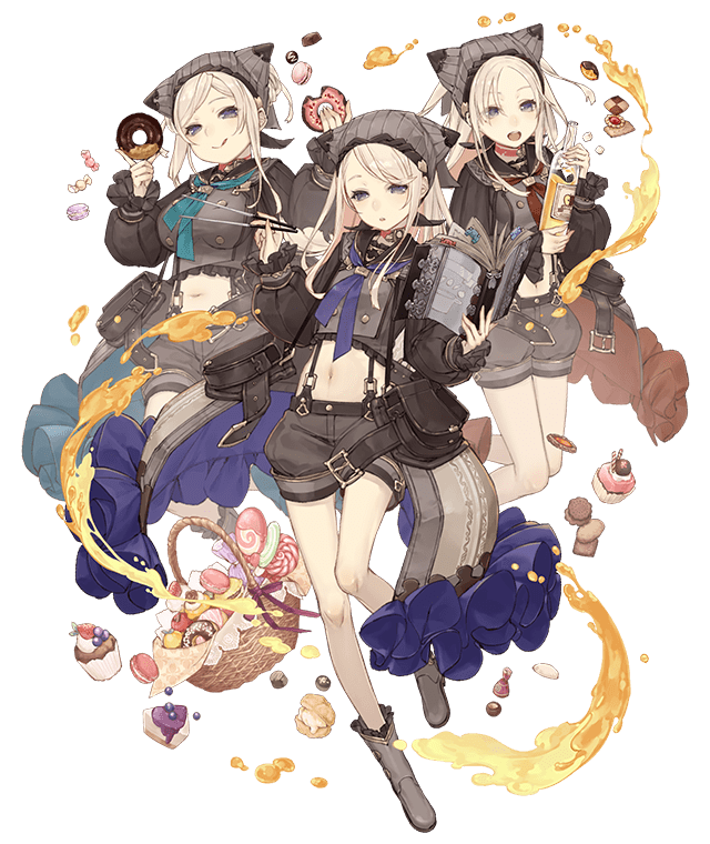 green little pig, red little pig, and blue little pig (sinoalice) drawn by ji_no