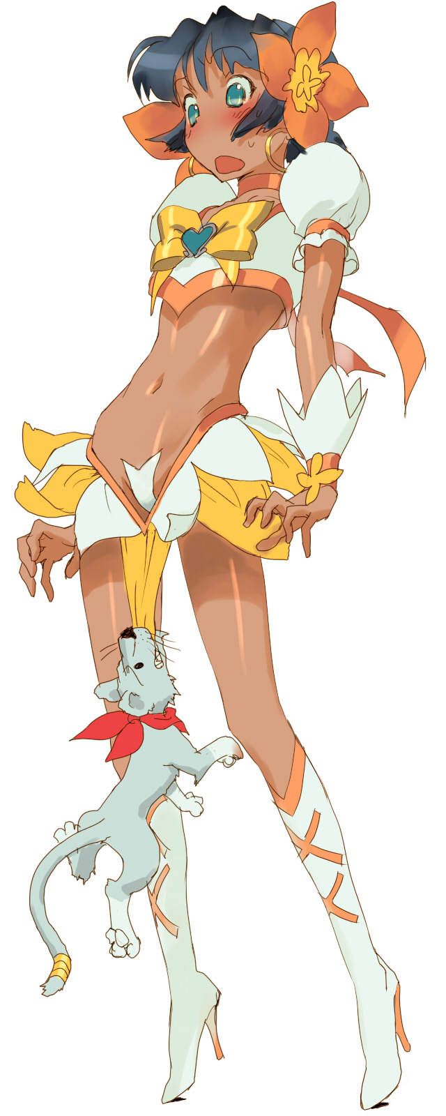 cure sunshine, nadia la arwall, and king (precure and 2 more) drawn by nadeara_bukichi