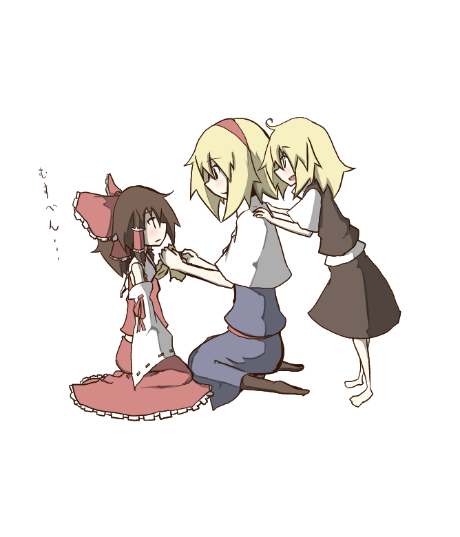 hakurei reimu, kirisame marisa, and alice margatroid (touhou) drawn by asyura_kumo