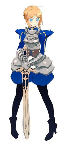 artoria pendragon and saber (fate and 1 more) drawn by nishieda
