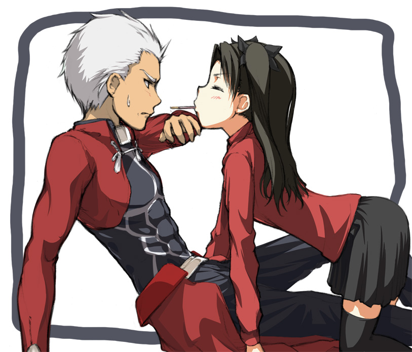 tohsaka rin and archer (fate and 1 more) drawn by negy