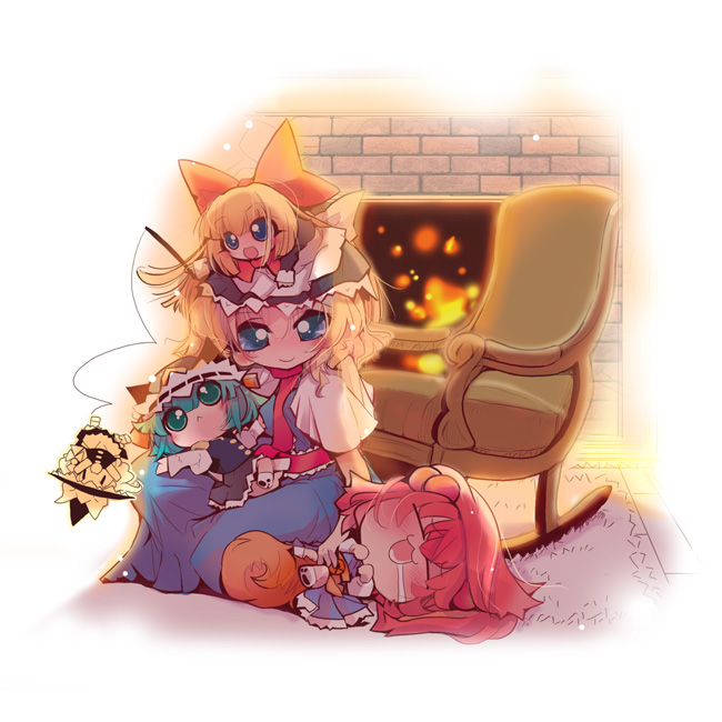 kirisame marisa, alice margatroid, shiki eiki, shanghai doll, and onozuka komachi (touhou) drawn by usoneko