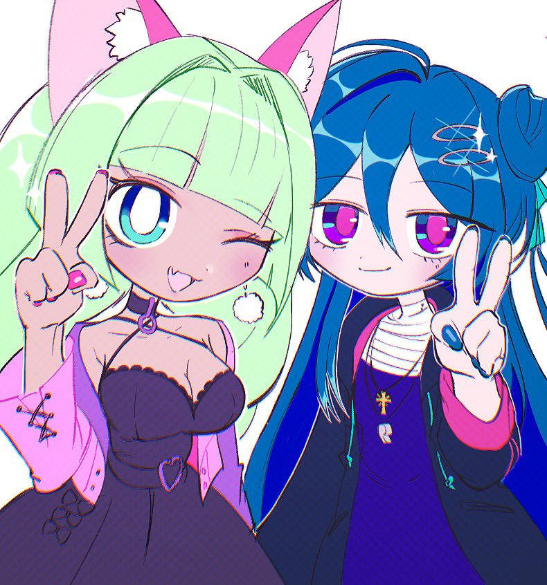 poneko and almadeia ciana (indie virtual youtuber) drawn by yumeijenny