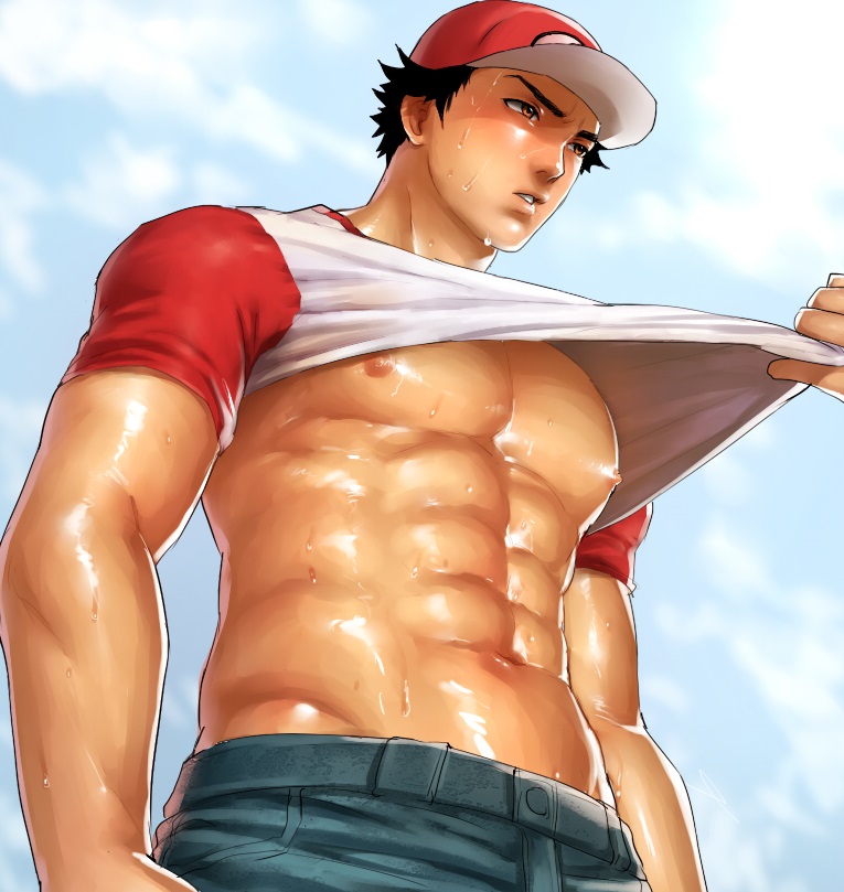 red (pokemon and 1 more) drawn by bitaro