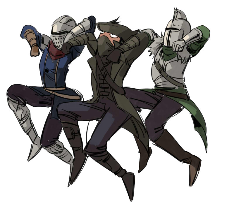 hunter, chosen undead, and bearer of the curse (jojo no kimyou na bouken and 6 more) drawn by ruukii_drift