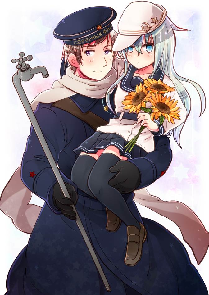 hibiki, verniy, and russia (kantai collection and 1 more) drawn by kuro_(parade)