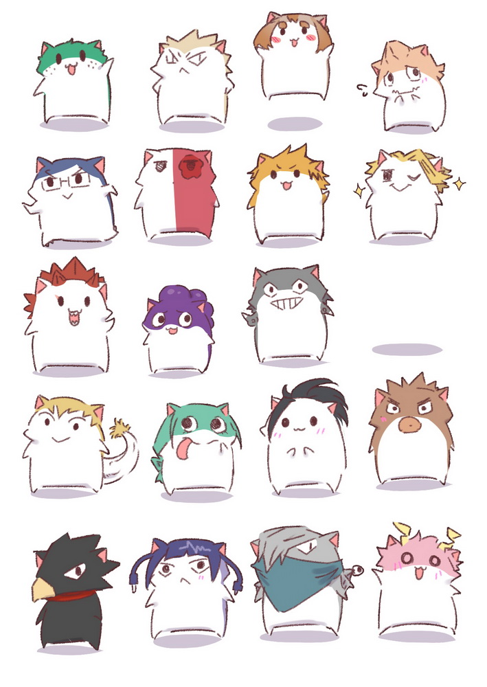 midoriya izuku, bakugou katsuki, uraraka ochaco, todoroki shoto, asui tsuyu, and 15 more (boku no hero academia) drawn by lliissaawwuu2