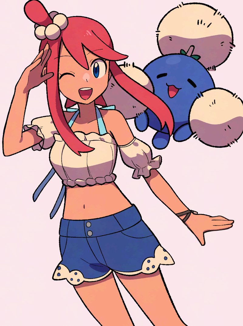 skyla and jumpluff (pokemon and 1 more) drawn by tyako_089
