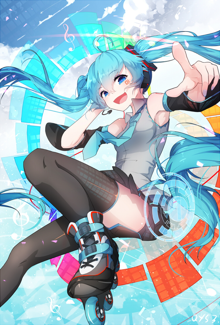 hatsune miku (vocaloid and 1 more) drawn by qys3