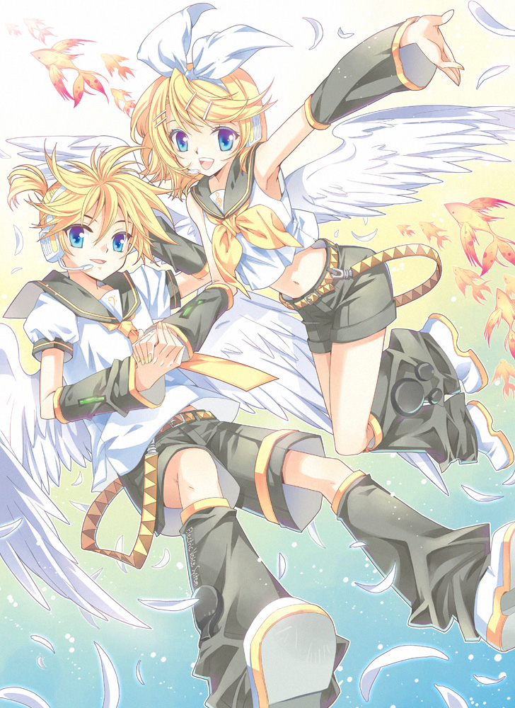 kagamine rin and kagamine len (vocaloid) drawn by ron_(lovechro)