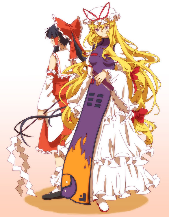 hakurei reimu and yakumo yukari (touhou) drawn by mimana