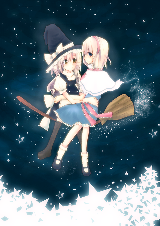kirisame marisa and alice margatroid (touhou) drawn by hisame_(yumemaboroshi)
