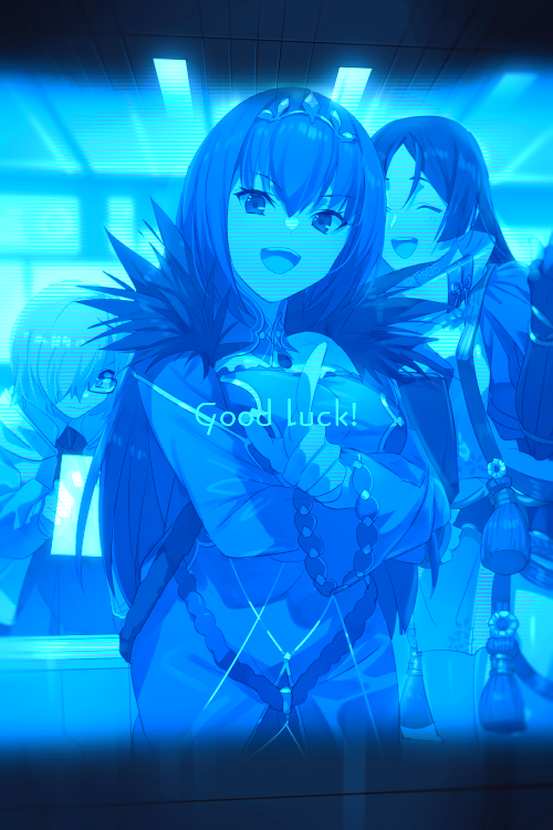 mash kyrielight, scathach, minamoto no raikou, and scathach skadi (fate and 1 more) drawn by echo_(circa)