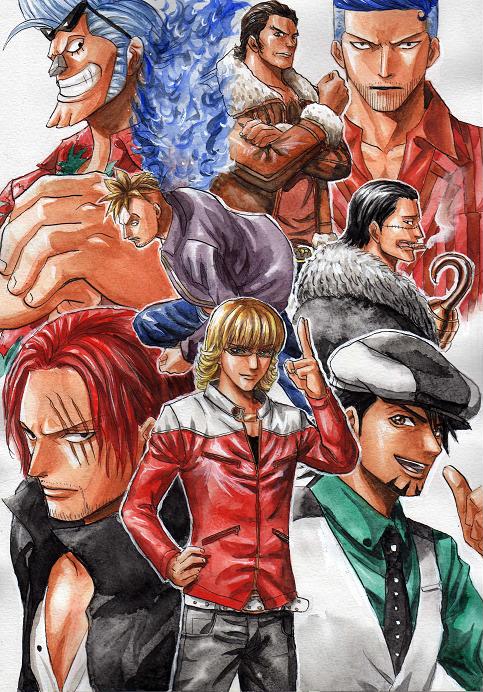 barnaby brooks jr., kaburagi t. kotetsu, shanks, crocodile, franky, and 3 more (one piece and 1 more) drawn by aki-rose