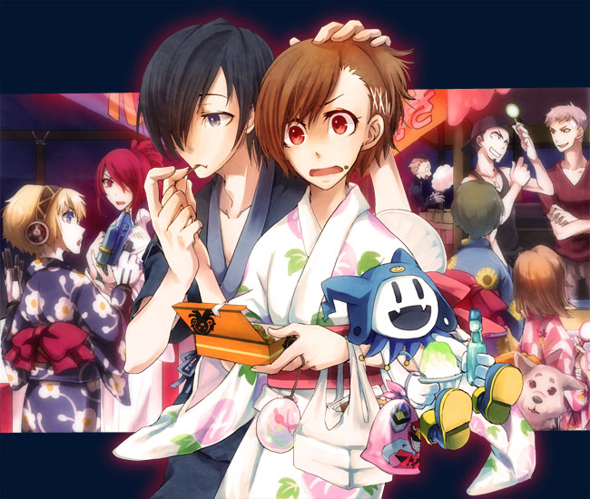 yuuki makoto, aigis, shiomi kotone, takeba yukari, kirijou mitsuru, and 6 more (persona and 2 more) drawn by sorakara
