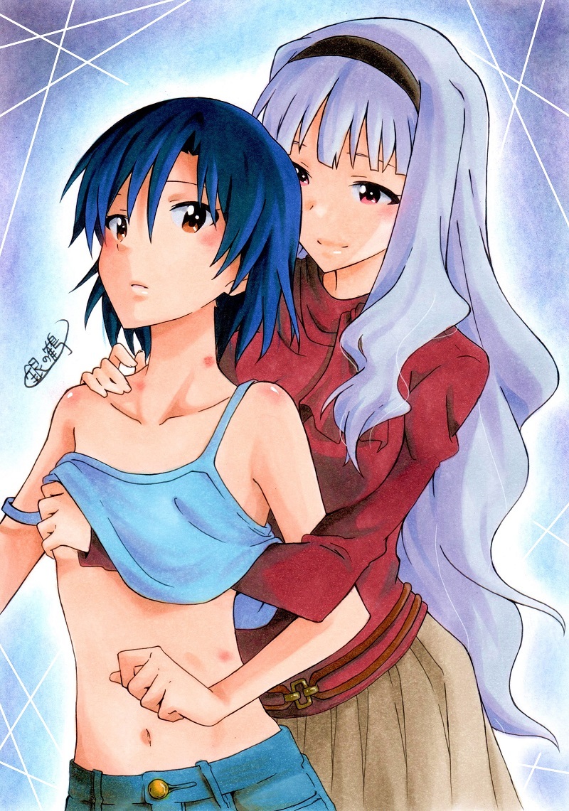 kisaragi chihaya and shijou takane (idolmaster) drawn by ginnoturu