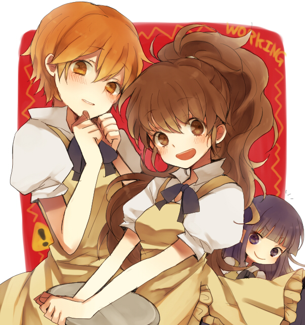 taneshima popura, inami mahiru, and yamada aoi (working!!) drawn by kurodeko