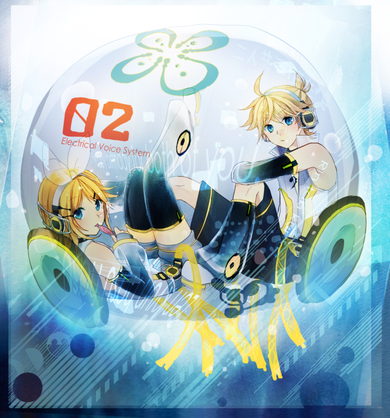 kagamine rin and kagamine len (vocaloid) drawn by kumaru