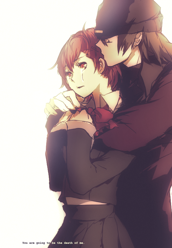 shiomi kotone and aragaki shinjirou (persona and 2 more) drawn by rrr