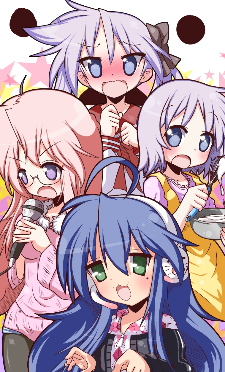 hiiragi kagami, izumi konata, hiiragi tsukasa, and takara miyuki (lucky star) drawn by daigingaa