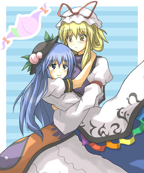 yakumo yukari and hinanawi tenshi (touhou) drawn by hino_ryuu