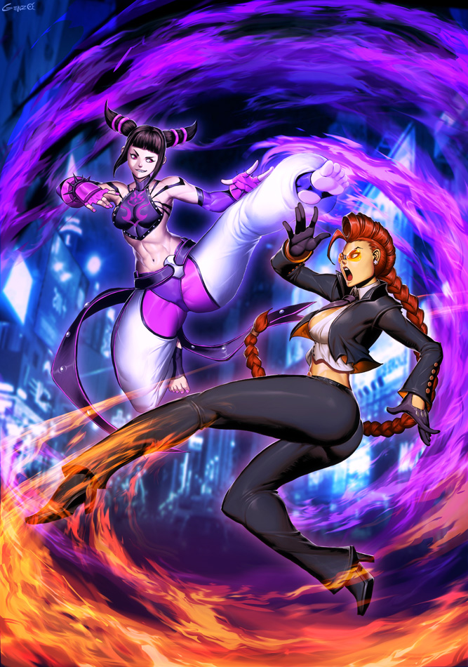 han juri and crimson viper (street fighter and 1 more) drawn by genzoman