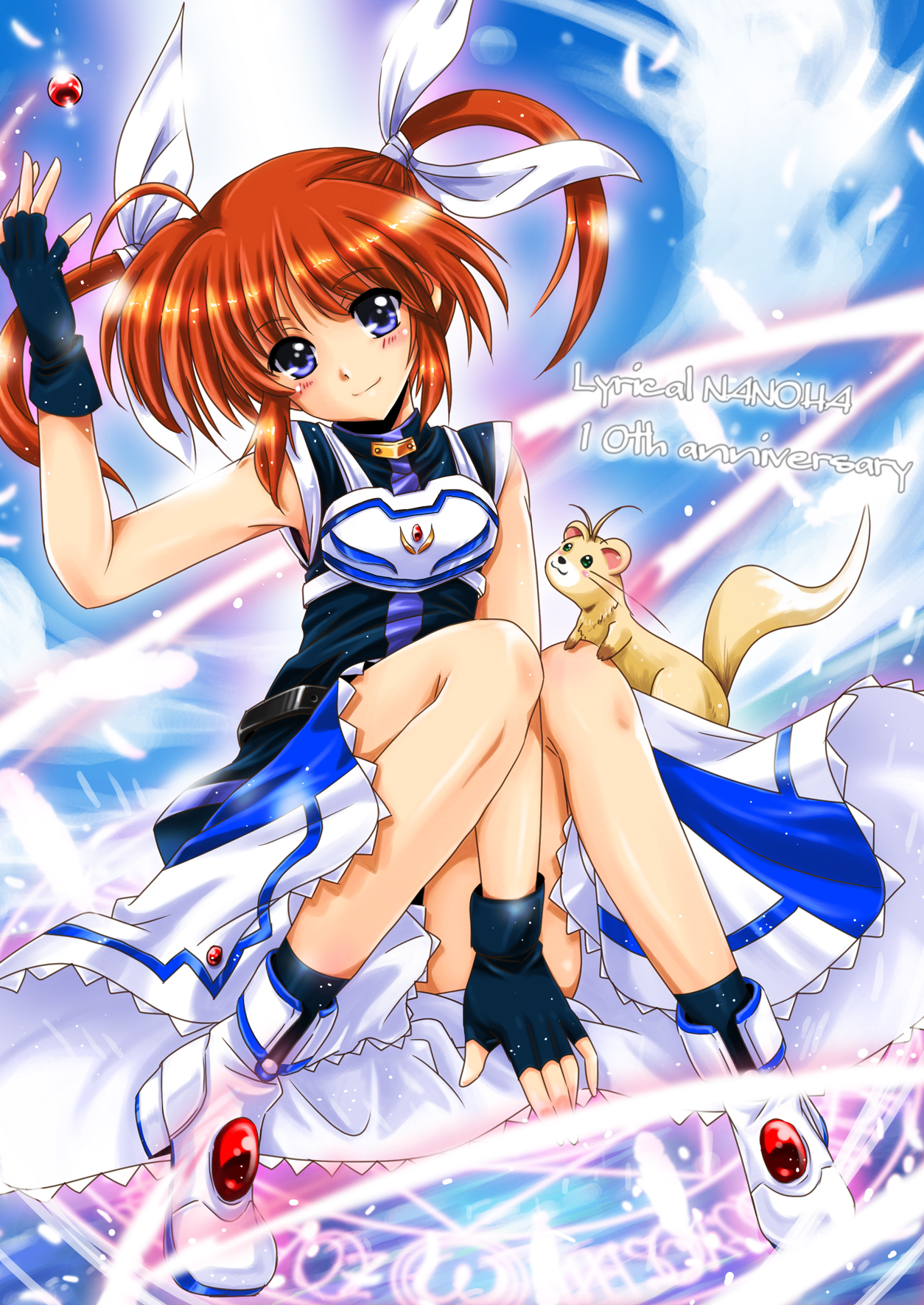 Takamachi Nanoha Raising Heart And Yuuno Scrya Lyrical Nanoha And 1 More Drawn By San Pon Danbooru