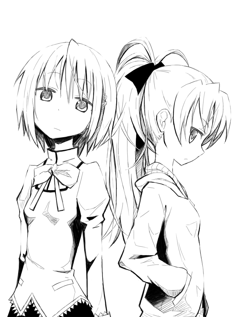 miki sayaka and sakura kyoko (mahou shoujo madoka magica) drawn by saiko_dagashi