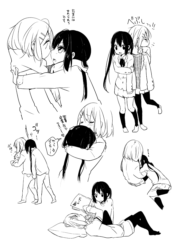 nakano azusa and hirasawa yui (k-on!) drawn by meno