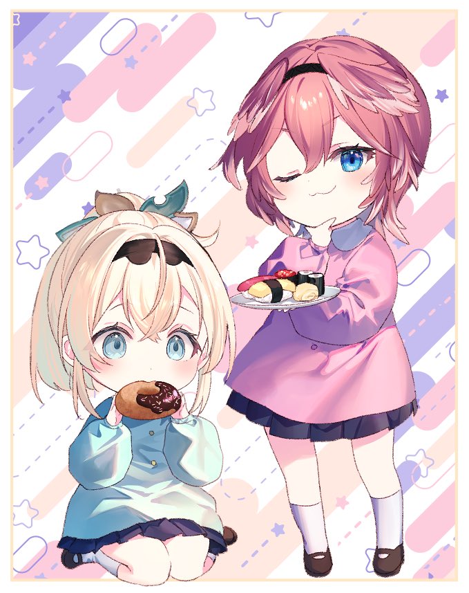 kazama iroha and takane lui (hololive) drawn by riichu