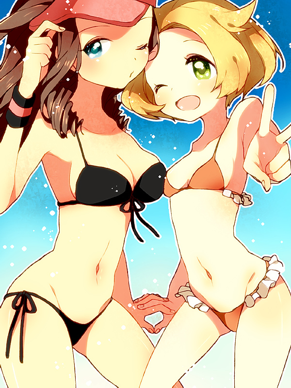 hilda and bianca (pokemon and 1 more) drawn by pink_usagi