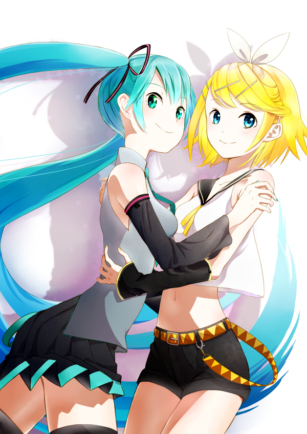 hatsune miku and kagamine rin (vocaloid) drawn by yamada_ranga