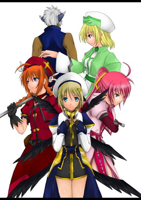 yagami hayate, vita, signum, shamal, graf eisen, and 2 more (lyrical nanoha and 2 more) drawn by aona_(anagasaki)