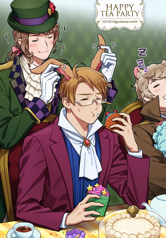 america, russia, france, mad hatter, march hare, and 1 more (axis powers hetalia and 1 more) drawn by to@st