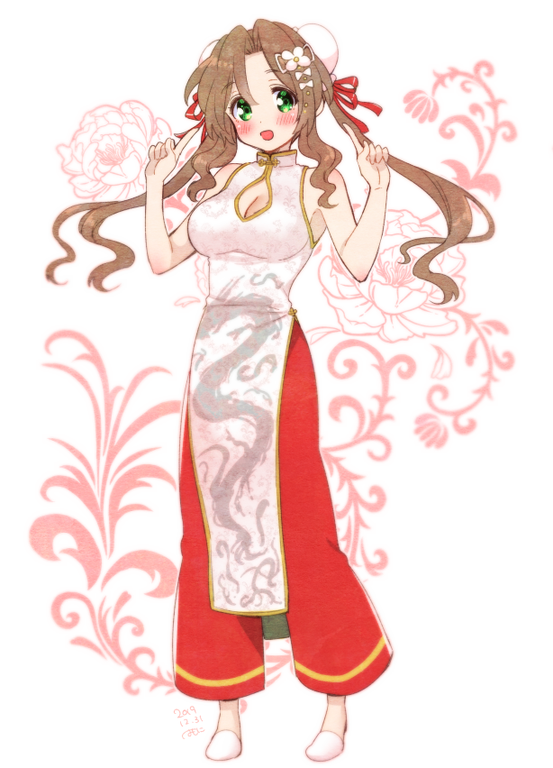 aerith gainsborough (final fantasy and 1 more) drawn by krudears