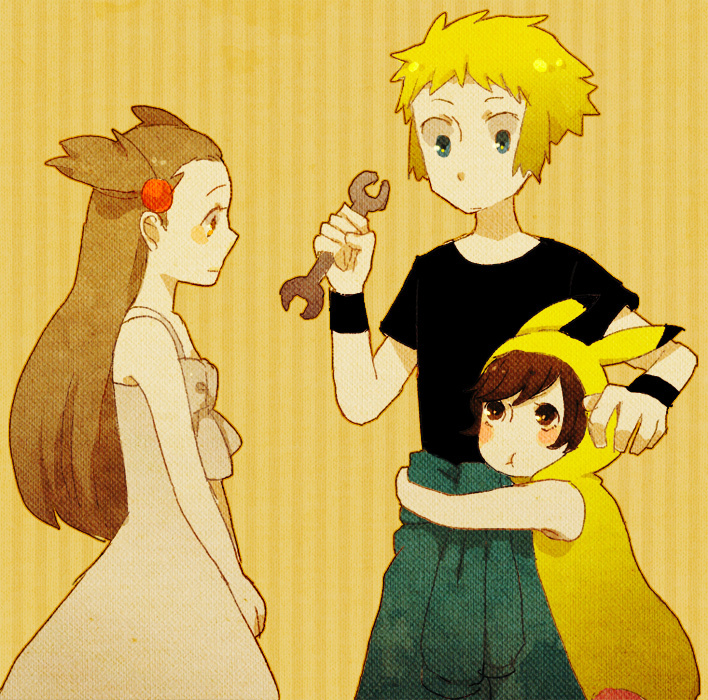 pikachu, jasmine, volkner, and poke kid (pokemon and 2 more) drawn by suzzy